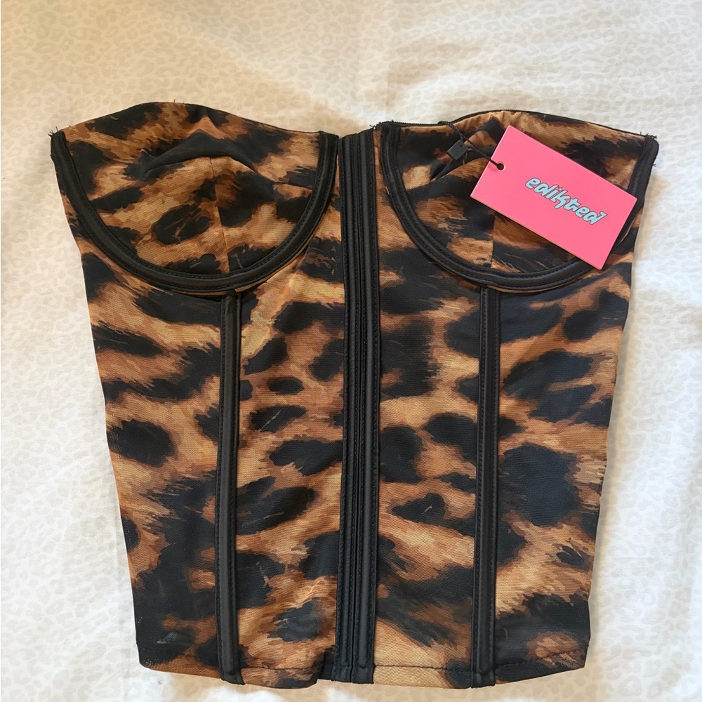 Edikted Leopard Print Corset Top